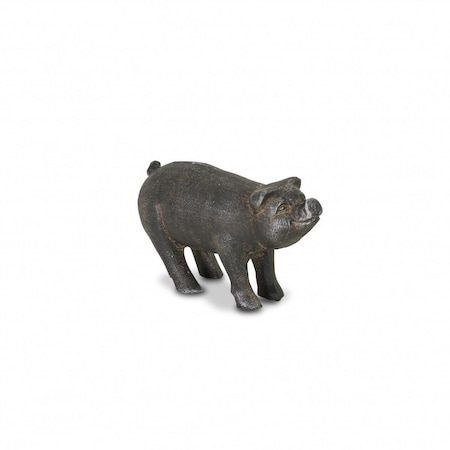Homeroots 5 in. Cast Iron Pig Hand Painted Sculpture, Black 483184